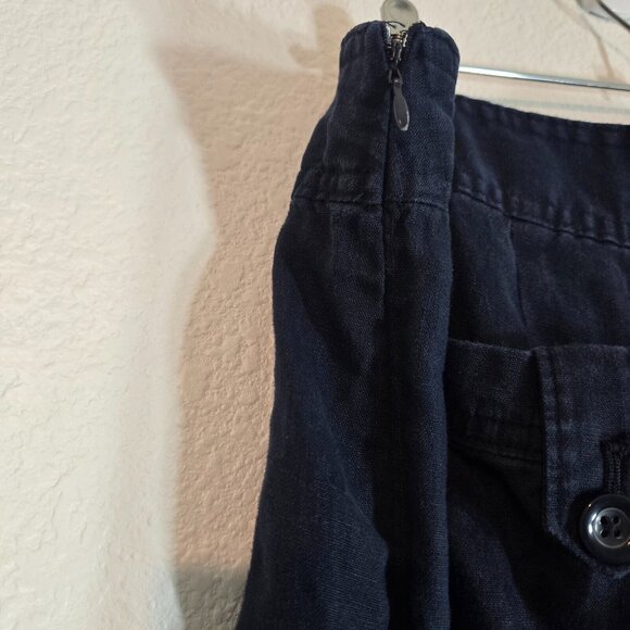 Banana Republic Women Size 14 Sailor Pants Blue Linen Wide Leg Nautical Trouser - Picture 7 of 10